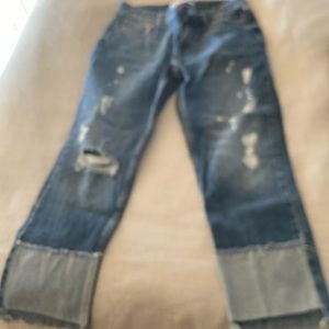 Zara Z1975 Basic denim jeans. Frayed at bottom. Straight/wide leg